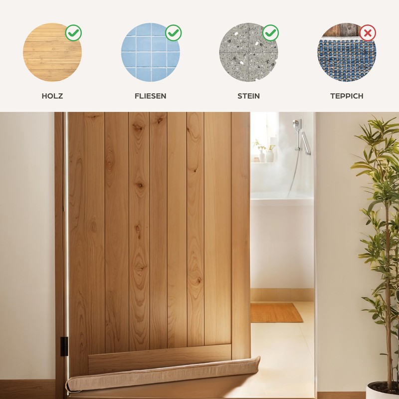 Praknu Draught Excluder for Doors 70-100 cm Washable Fabric -