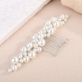 BERYUAN Pearls Wedding Hair Comb Faux Pearls Wedding Headpiece Women Bridal Headpiece Wedding Bridal Hair Accessories for Women (silver)