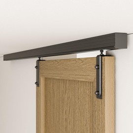 BONIKLUBA 8FT Ceiling Mount Box Rail Barn Door Hardware Kit,Heavy Duty Steel Sliding Barn Door Track,Fit Interior and Exterior Door,Easy Install(No Door)