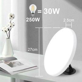cupgow LED Ceiling Light Dimmable Ceiling Light - Hallway Lamp White Flat Round with Remote Control Diameter 27 cm 30 W Kitchen Lamp 3000 K - 6500 K Bedroom Lamp for Kitchen Children's Room Living