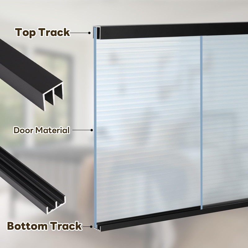 Orechic 2Sets Aluminum Sliding Door Track Set for 1/4" Thick