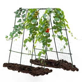 Lalahoni Cucumber Trellis for Raised Bed, 65" X 65" U-Frame Garden Arch Tunnel Trellis, Lightweight Metal Plant Support Structure with Nylon Netting for Climbing Vine, Vegetables, Fruits, Flowers