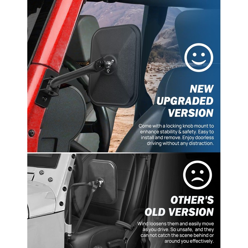 JOYTUTUS Mirrors Doors Off Compatible with Wrangler TJ JK JKU