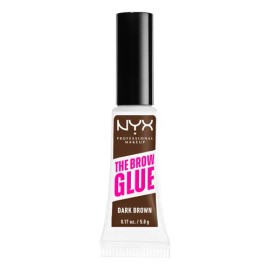 NYX Professional Makeup, The Brow Glue, 5gr. Tono: Dark Brown. Gel fijador de cejas, 16 horas de duración, no pegajoso, sin transferencias, resistente al agua y sin residuos