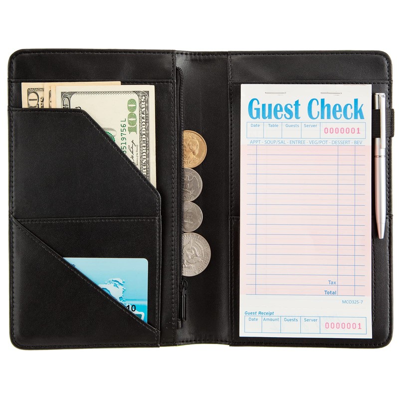Server Books for Waitress,Cute Pocket Leather Money Organizer Wallet Note