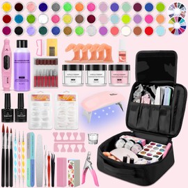 42 Colors Acrylic Nails Kits with Drill and UV Light- Acrylic Nail Powder Glitter and Monomer Liquid Kit with Nail Storage Bag, 5PCS Practice Finger