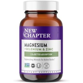 Suplemento de magnesio, selenio y zinc New Chapter para cuerpos activos, recuperación después del ejercicio con minerales de apoyo muscular
