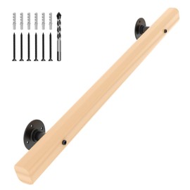 2 FT Wood Handrails for Indoor Stairs, Wall-Mounted Staircase Handrails for Indoor Outdoor Stairs, Non-Slip Stair Railing Indoor for Kids, Elderly, Pregnant Women, Disabled