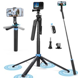 Eocean 71" Tall Selfie Stick Tripod Quadripod with Remote & with 360° Ballhea...