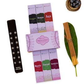 Krishna Collection Incense Sticks – Odor Elimination, Long-Lasting Aroma for Spiritual Ambiance, Meditation & Relaxation - Includes Wooden Stand (Flavour of Soul)