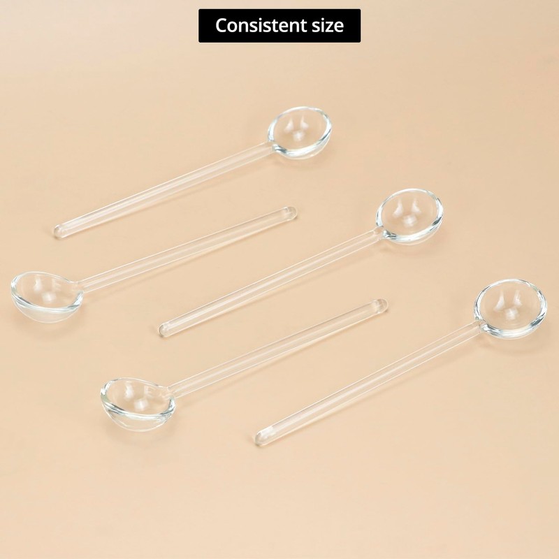 QWORK 5 Pack Glass Stirring Spoons – Crystal Clear Borosilicate