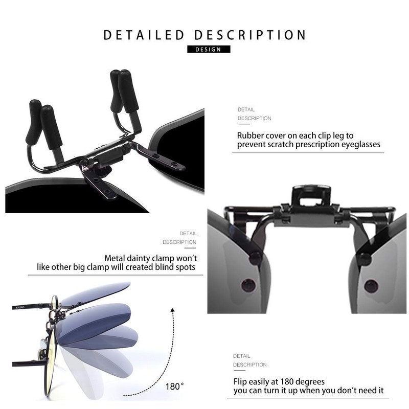 Night Driving Glasses and sunglasses Clip-On, Polarized Glare Reduce, High