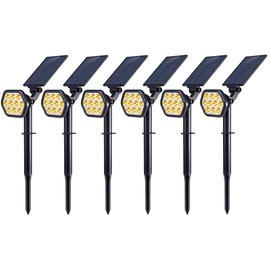 Nekteck Solar Lights Outdoor,10 LED Landscape Spotlights Solar Powered Wall Lights 2-in-1 Wireless Adjustable Security Decoration Lighting for Yard Garden Walkway Porch Pool Driveway,Warm White 6 Pack