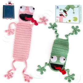 Crochetta Crochet Kit for Beginners, Amigurumi Crocheting Animals Kits w Step-by-Step Video Tutorials, Knitting Starter Pack for Adults and Kids, 2 Book Frog Familly (40%+ Yarn Content)