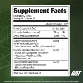Gat Testrol Platinum 60 Tabletas Booster Testosterona Sf Tt8 Sabor Sin sabor