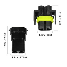 HUIQIAODS H11/H8/H9 Waterproof Adapter for HID, Waterproof Coupler, Xenon Treatment, Wire Thickness 0.1 - 0.2 inch (3 - 5 mm), Set of 4