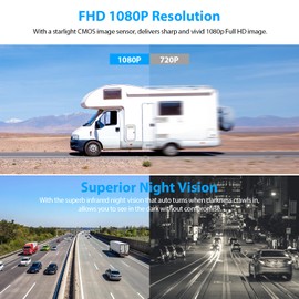 Magnetic Solar Wireless Backup Camera 1080P 7" DVR Monitor, Rechargeable RV Camera Wireless System for Hitch Towing Travel RV Camper 5th Wheel, Built-in 9600mAh Battery & Solar Panel -ZEROXCLUB BD701