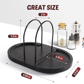 Napkin Holder for Table, Rotating Standing Napkin Dispenser with Salt and Pepper Shakers Caddy Placing Space, Rustic Metal Caddy Napkin Storage for Table Kitchen Countertop, Dining Table Decor(Black)