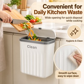 12L Hanging Kitchen Trash Can for Cabinet Doors – Space-Saving Wall-Mounted Garbage Bin with Lid for Easy Food Scrap Disposal