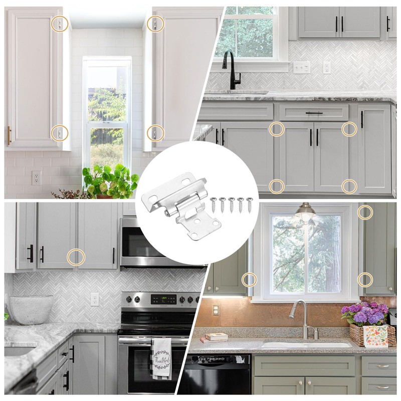 sourcing map 2 Pack Self Closing Cabinet Hinges, 1/2" Overlay