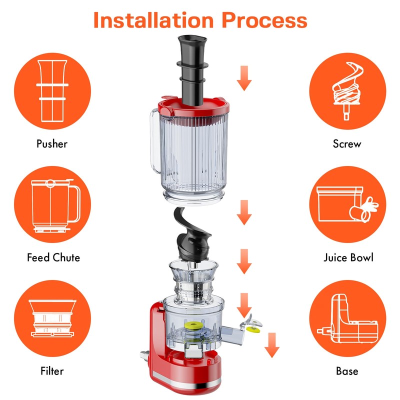 Juicer Attachment for KitchenAid, Cold Press Slow Juicer with 4.9"