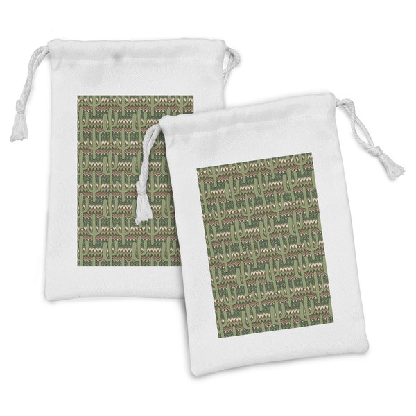Ambesonne Cactus Fabric Pouch Set of 2, Cartoon Style Saguaro