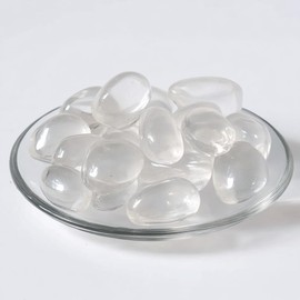 SigMntun Polished Stone Set Clear Quartz Crystals, Handpicked Tumbled Gemstones Rocks, Pebbles for Reiki, Chakra, Healing, Home Decor 0.8 inches 7 oz