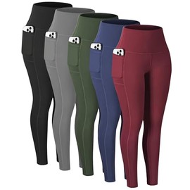 Diravo 5 Pack Workout Leggings for Women with Pockets - High Waisted Yoga Pants Women Tummy Control Gym Athletics Clothes