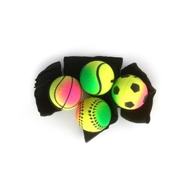 STUWU 4 x Wrist Ball with Cord, Spring Ball on Band, Return Ball on the Cord, Jumping Ball, Wrist Ball, Rubber Bouncy Ball, Sports Toy for Children and Adults