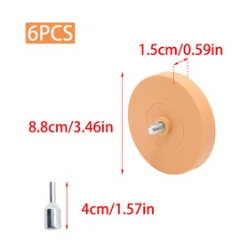 PINE & LINEN 6 Pack 3.5 Inch/8.8cm Rubber Eraser Wheel Adapter Adhesive Remover Wheel, Decal Remover Tool Kit for Cars/RVs/Boats