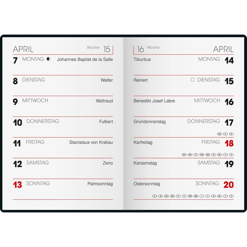 BRUNNEN Taschenkalender Mod. 716 2026 | A7, Kunststoff, sortiert