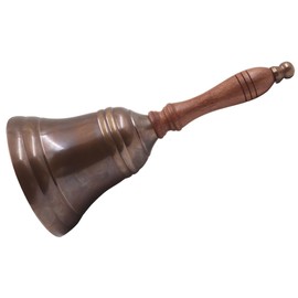 8.5"(H) 4"(D) Antique Brass Hand Bell Solid Brass Bell with Wooden Handle Bell Perfect for Dinner, Indoor, Outdoor, School, Bar, Reception, Last Order & Church by The Metal Magician