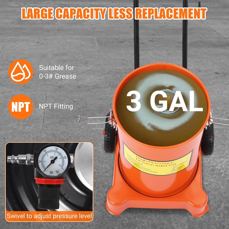 EcoExplorer 3 Gallon Grease Pump, Heavy Duty Bucket Grease Pump