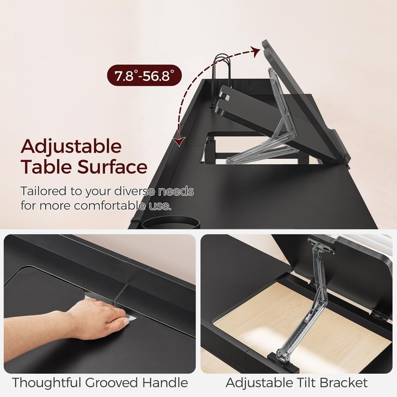 MAHANCRIS Overbed Table with Wheels, Queen Size Adjustable Rolling Desk