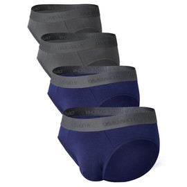 DAVID ARCHY Men's Briefs Rayon Made From Bamboo Underwear Pouch Breathable Super Soft Comfort 4 Pack (L, Navy Blue/Dark Gray)