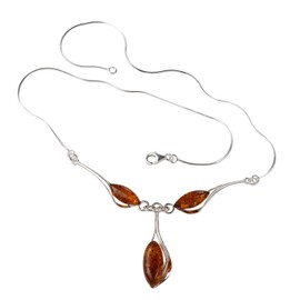 Sterling Silver and Baltic Honey Amber Necklace "Angela"