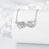 POPLYKE Two Cat Infinity Necklace for Women Sterling Silver Cat