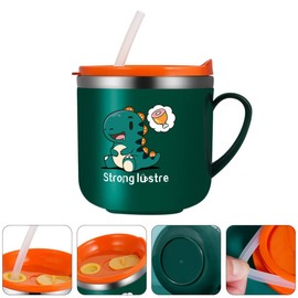 Toddmomy Milk Kids Botella de acero inoxidable con popote para beber, báscula de plástico inoxidable, cubierta de mango antiquemaduras y silicona Ml con agua para bebé