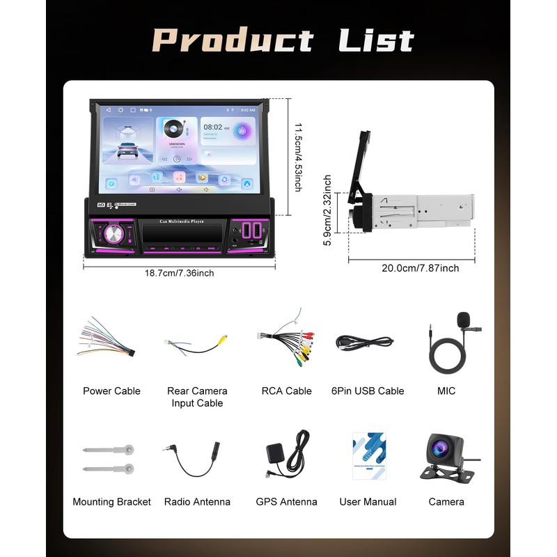 Android 13 2G+64G Single Din Touchscreen Car Stereo DSP Radio