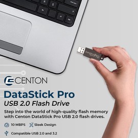 4GB DataStick Pro by Centon, USB 2.0 Flash Drive Memory Stick for Storage and Backup