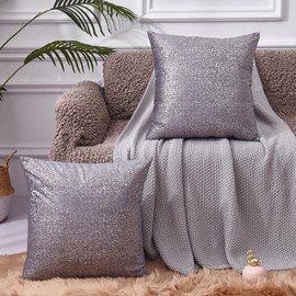 EUCIOR Grey Pillows, Decor Soft Velvet Throw Pillows, Set of 2 Accent Velvet Gray Pillow Covers 12x20 for Couch/Bed