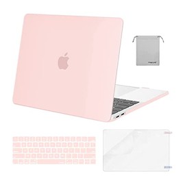 MOSISO Compatible with MacBook Pro 13 inch Case M2 2022, 2021, 2020-2016 A2338 M1 A2251 A2289 A2159 A1989 A1708 A1706, Plastic Hard Shell&Keyboard Cover&Screen Protector&Storage Bag, Chalk Pink