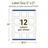 Avery Dissolvable Square Labels, Sure Feed Technology, 2" x 2",