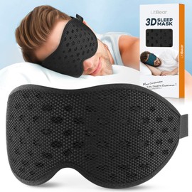LitBear LitBear Breathable Sleep Mask, 3D Eye Mak Sleep for Side Sleepers Women Men, Light Blocking Sleeping Mask with Adjustable Strap, Soft Lightweight Eye Cover for Travel, Night Work, Nap, Office - Black