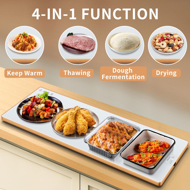Electric Warming Tray (Extra Long 40"x12")，Food Warmers for Parties Buffet