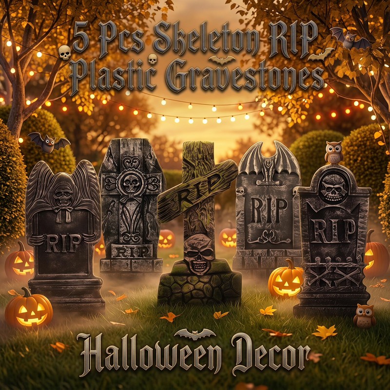 Kendane Halloween Decorations Outdoor RIP 5PACK Tombstone Yard Stakes