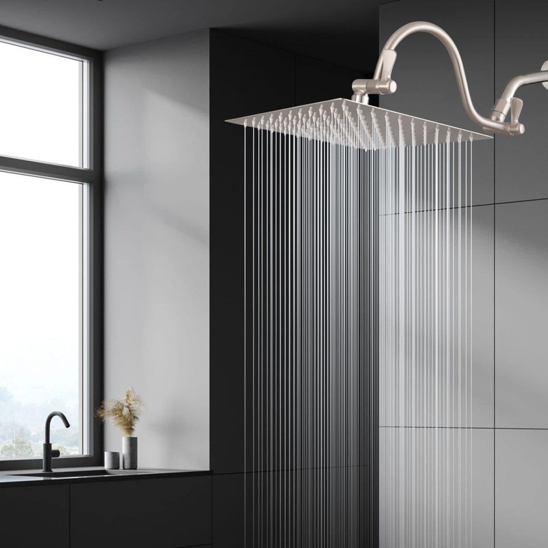 Voolan All Metal Shower Head Extension Arm, 14 Inch Curved