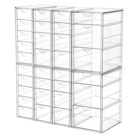 Vtopmart Acrylic Organizer with 32 Drawers, Desk Organizers and Accessories, Clear Makeup Organization, Dustproof Storage Drawers for Office Art Craft Supplies