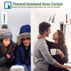 HooTown Magnetic Thermal Insulated Door Curtain Fits Door Size 28" x 81", Sideway Open with Window Durable Waterproof Cloth and Thicken Cotton, Winter Door Cover, Weatherproof, Reduce Noise, Gray