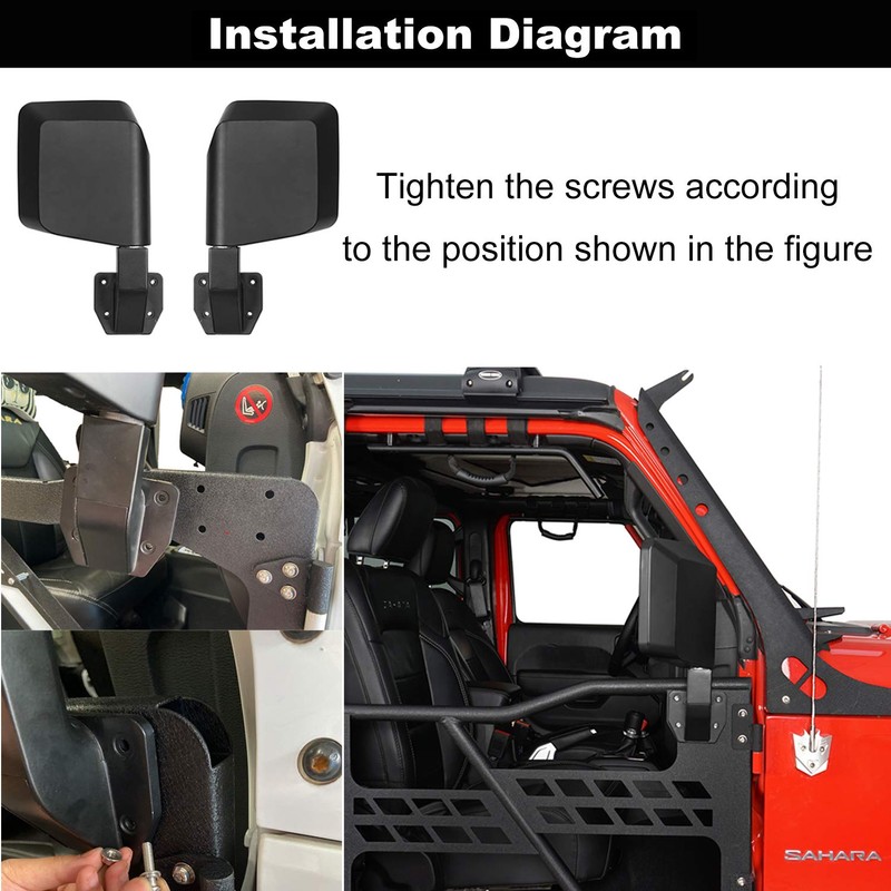 Hooke Road for Jeep Side View Mirrors Fits Hooke Road